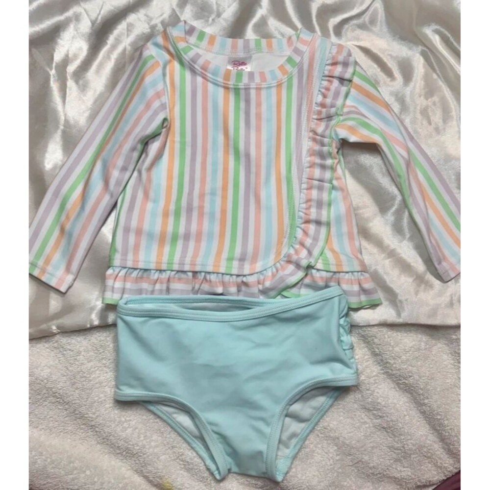 Ruffle Butts 12-18m Girls 2 Piece Swimsuit Pastel NWT